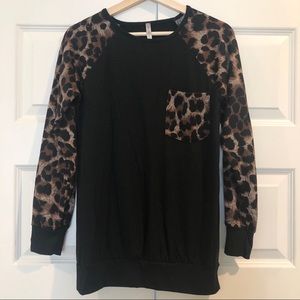Black and Leopard Print Top
